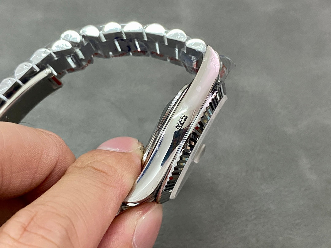 Rolex Day-Date 40mm Silver Baguette Dial, 904L Stainless Steel, Swiss Movement – Inquire Price via WhatsApp