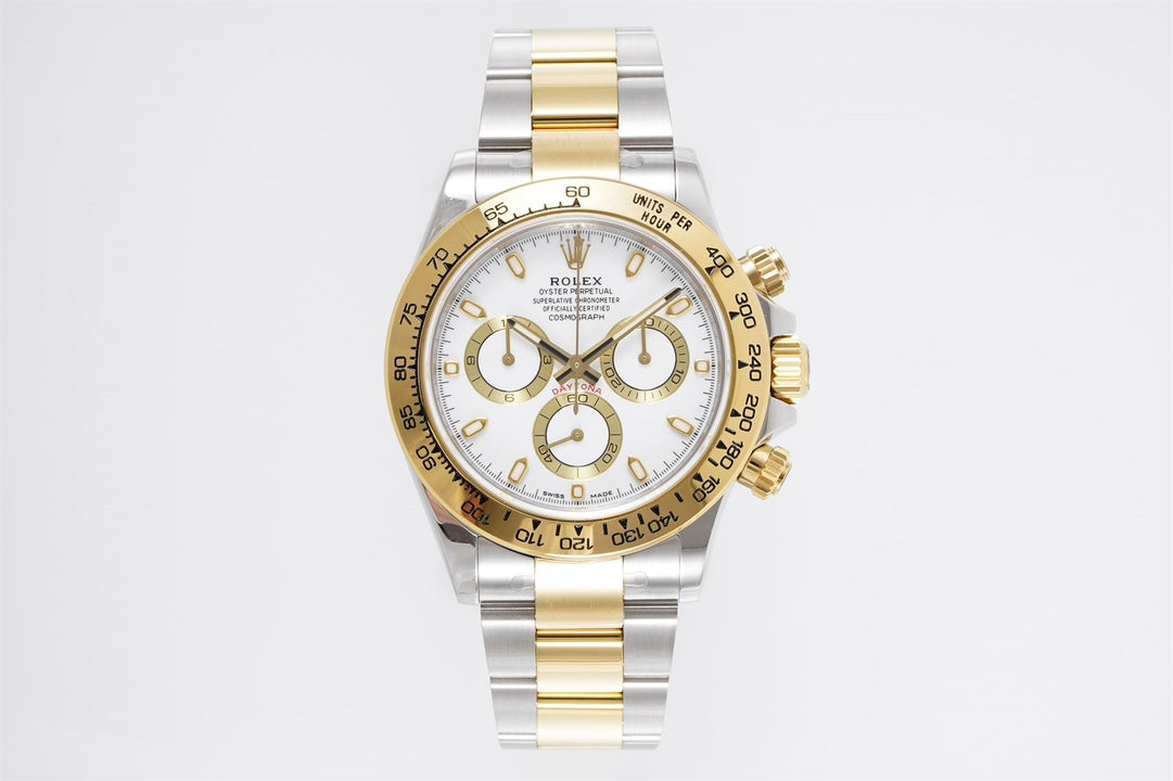 Rolex Daytona 4130 White Dial, 40mm, 904L Stainless Steel & Gold, Swiss Movement – Inquire Price via WhatsApp