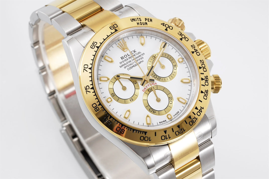 Rolex Daytona 4130 White Dial, 40mm, 904L Stainless Steel & Gold, Swiss Movement – Inquire Price via WhatsApp