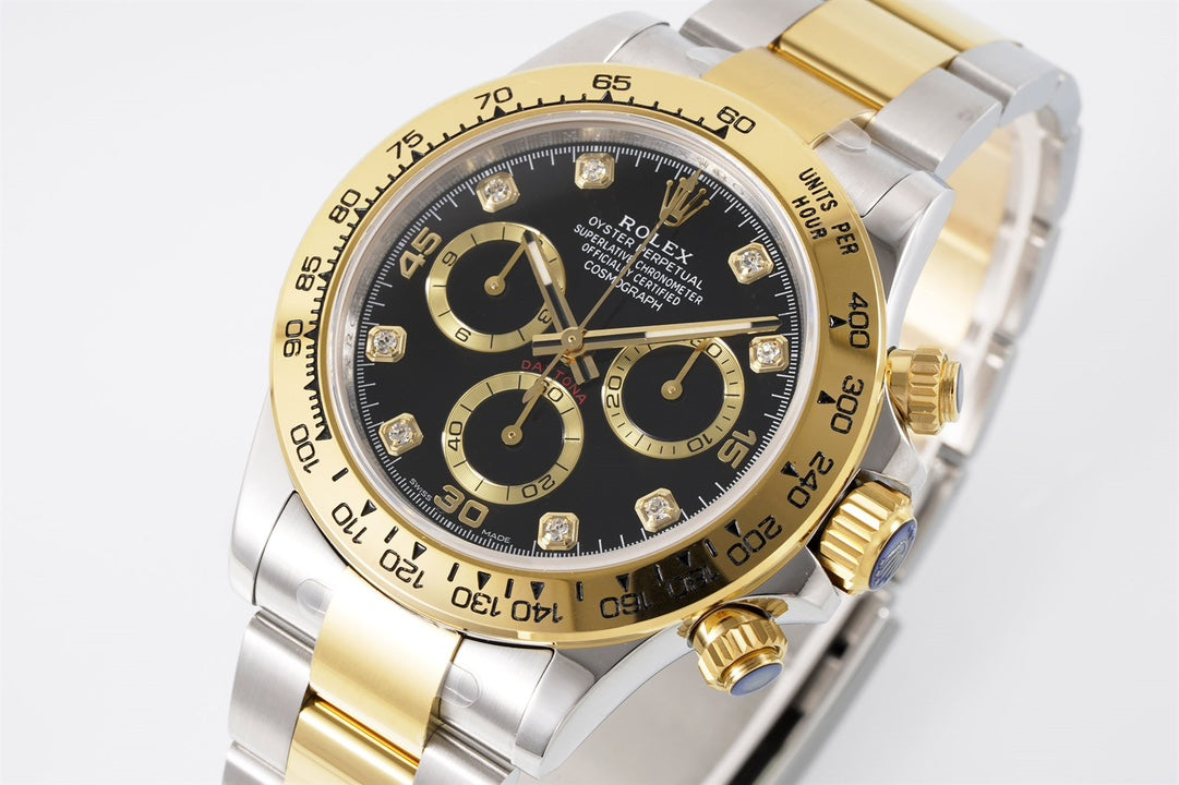 Rolex Daytona 4130 Black Dial, 40mm, 904L Stainless Steel & Gold, Swiss Movement – Inquire Price via WhatsApp