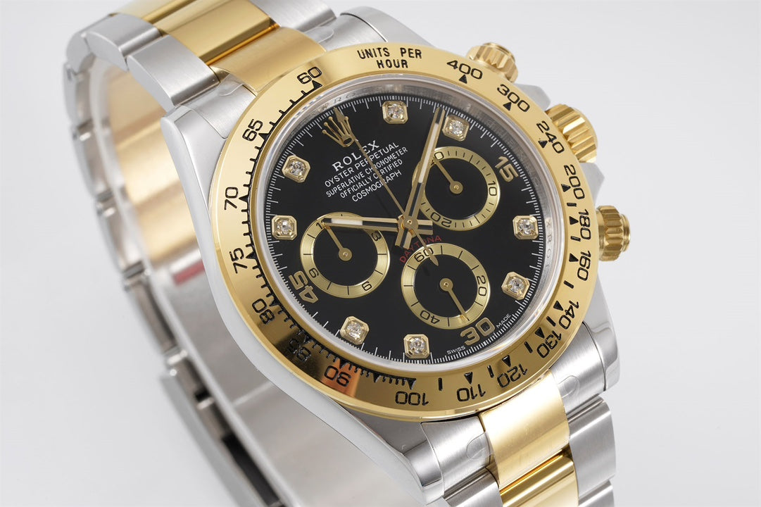 Rolex Daytona 4130 Black Dial, 40mm, 904L Stainless Steel & Gold, Swiss Movement – Inquire Price via WhatsApp