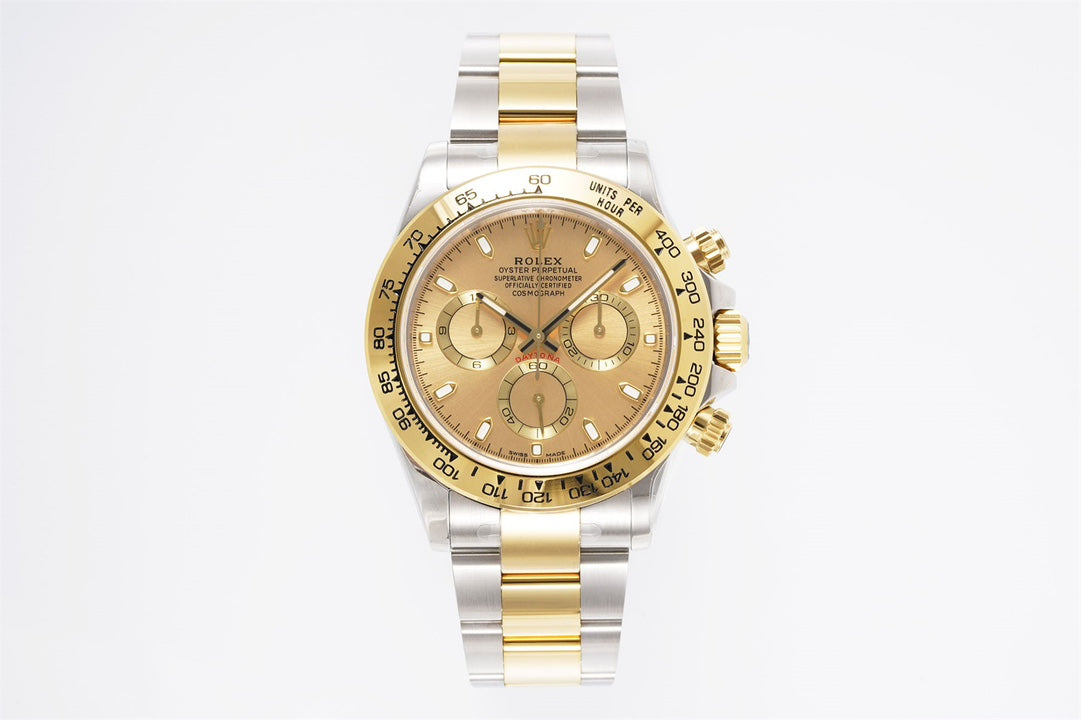 Rolex Daytona 4130 Champagne Dial, 40mm, 904L Stainless Steel & Gold, Swiss Movement – Inquire Price via WhatsApp