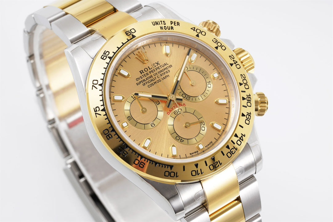 Rolex Daytona 4130 Champagne Dial, 40mm, 904L Stainless Steel & Gold, Swiss Movement – Inquire Price via WhatsApp