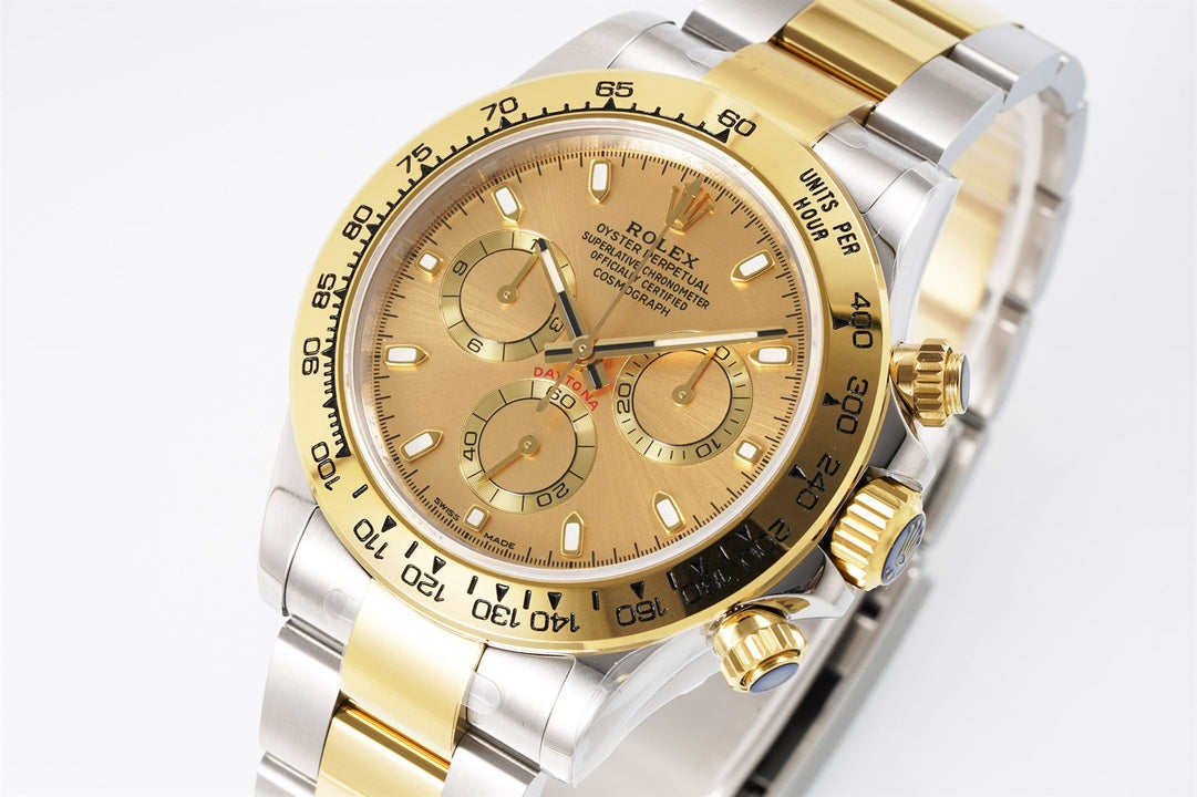 Rolex Daytona 4130 Champagne Dial, 40mm, 904L Stainless Steel & Gold, Swiss Movement – Inquire Price via WhatsApp