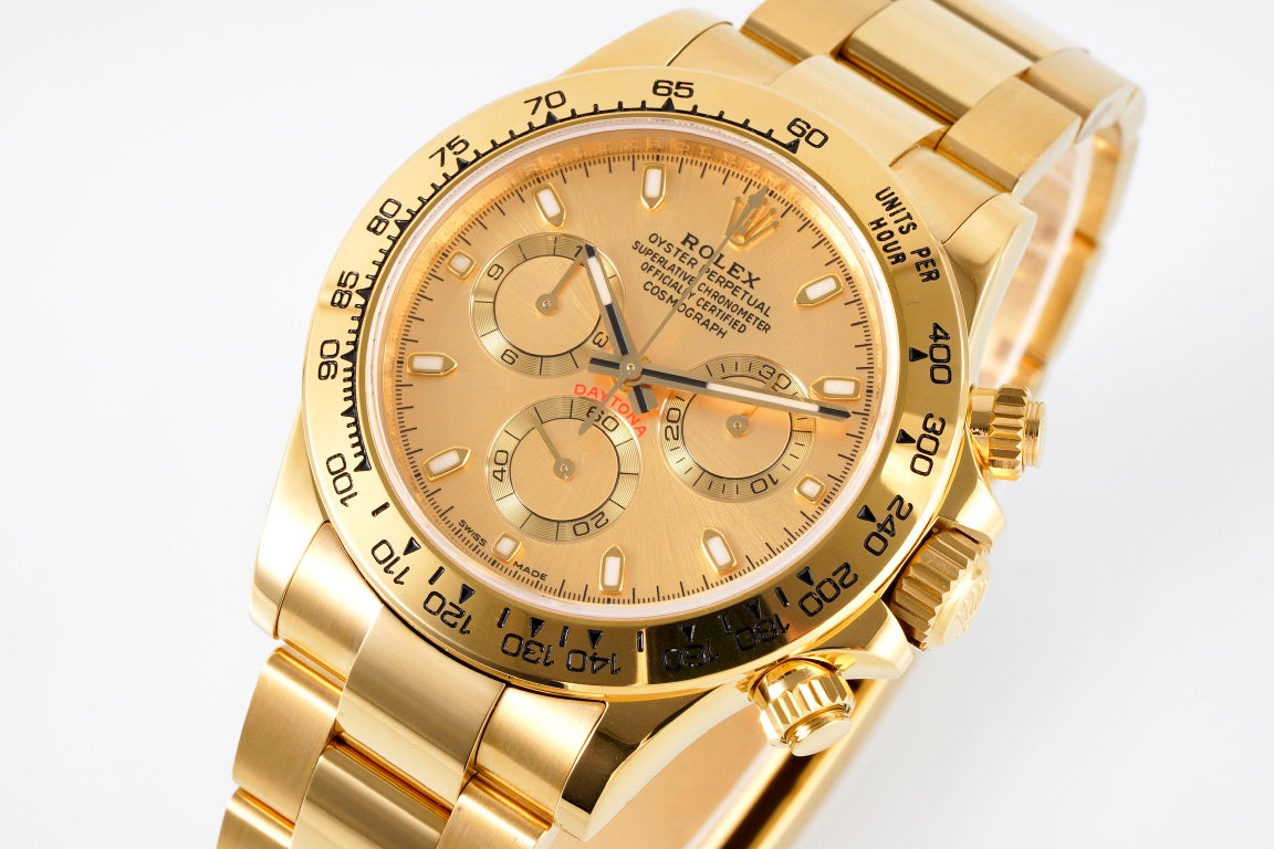 Rolex Daytona 4130 Full Gold, 40mm, 904L Stainless Steel, Swiss Movement – Inquire Price via WhatsApp