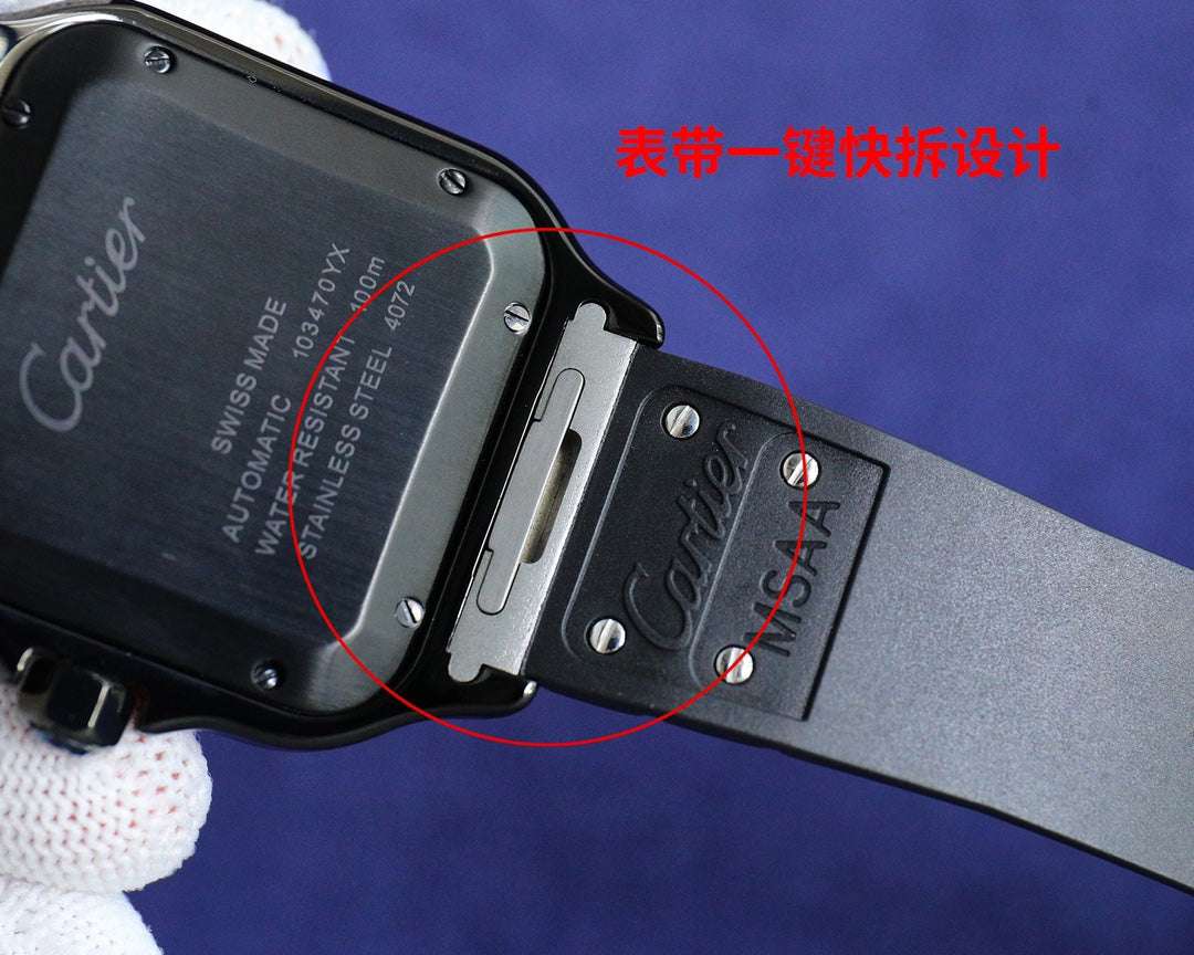 Cartier Santos 39.8mm Rubber Strap – 316L Steel, Automatic 2824/9015 – Inquire Price via WhatsApp