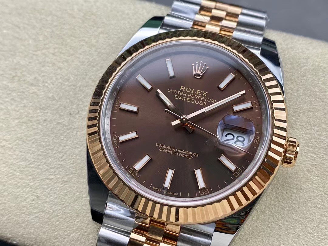 Rolex Datejust Chocolate Dial, 41mm, 904L Stainless Steel, VR3235 Movement – Inquire Price via WhatsApp