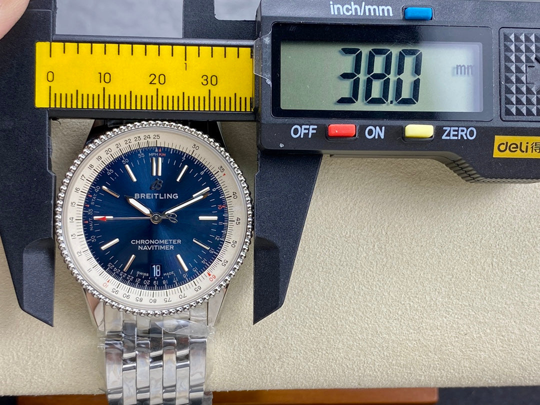 Breitling Navitimer 38mm, Silver Dial, 904L Steel Case – Inquire Price via WhatsApp