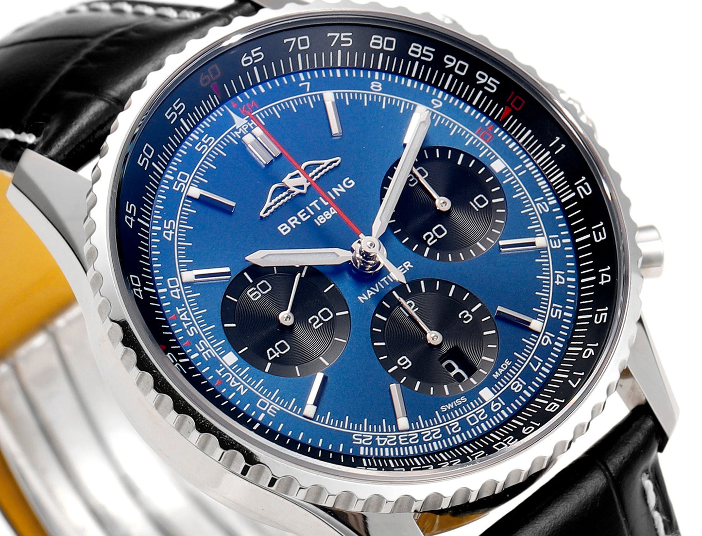 Breitling Navitimer 43mm, Deep Blue Dial with Black Subdials, 904L Stainless Steel – Inquire Price via WhatsApp