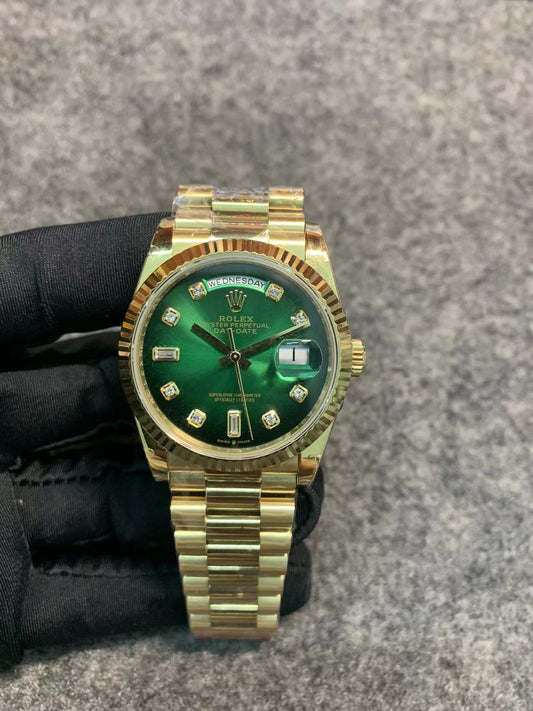 Rolex Day-Date 40mm Green Dial, Yellow Gold, Diamond Hour Markers – Inquire Price via WhatsApp