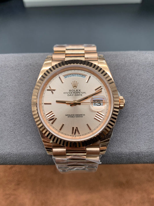 Rolex Day-Date 40mm Everose Gold, Sundust Dial, Swiss Movement – Inquire Price via WhatsApp