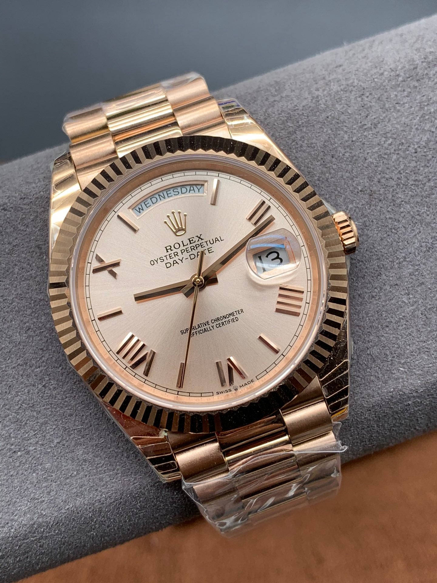 Rolex Day-Date 40mm Everose Gold, Sundust Dial, Swiss Movement – Inquire Price via WhatsApp