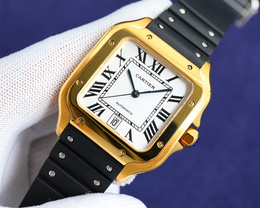 Cartier Santos 39.8mm – Fluorine Rubber Strap, 316L Steel, Automatic 2824/9015 — Inquire Price via WhatsApp
