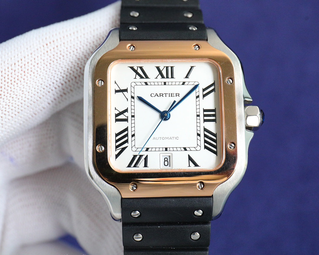 Cartier Santos 39.8mm – Fluorine Rubber Strap, 316L Steel, Automatic 2824/9015 — Inquire Price via WhatsApp