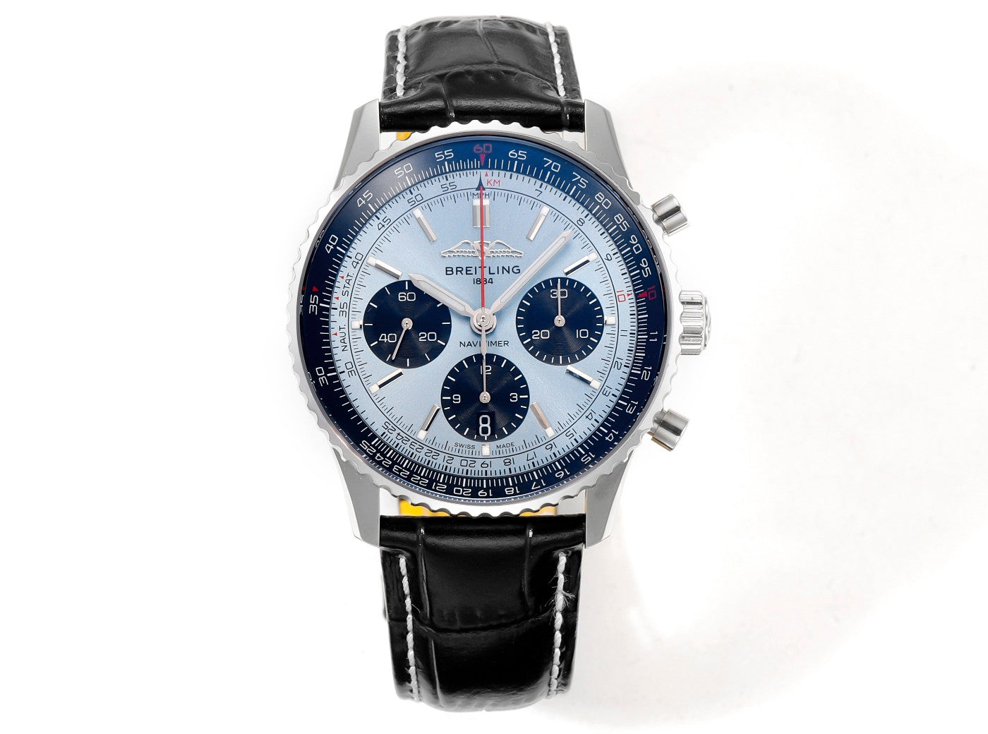 Breitling Navitimer 43mm, Skyblue Dial with Black Subdials, 904L Stainless Steel – Inquire Price via WhatsApp