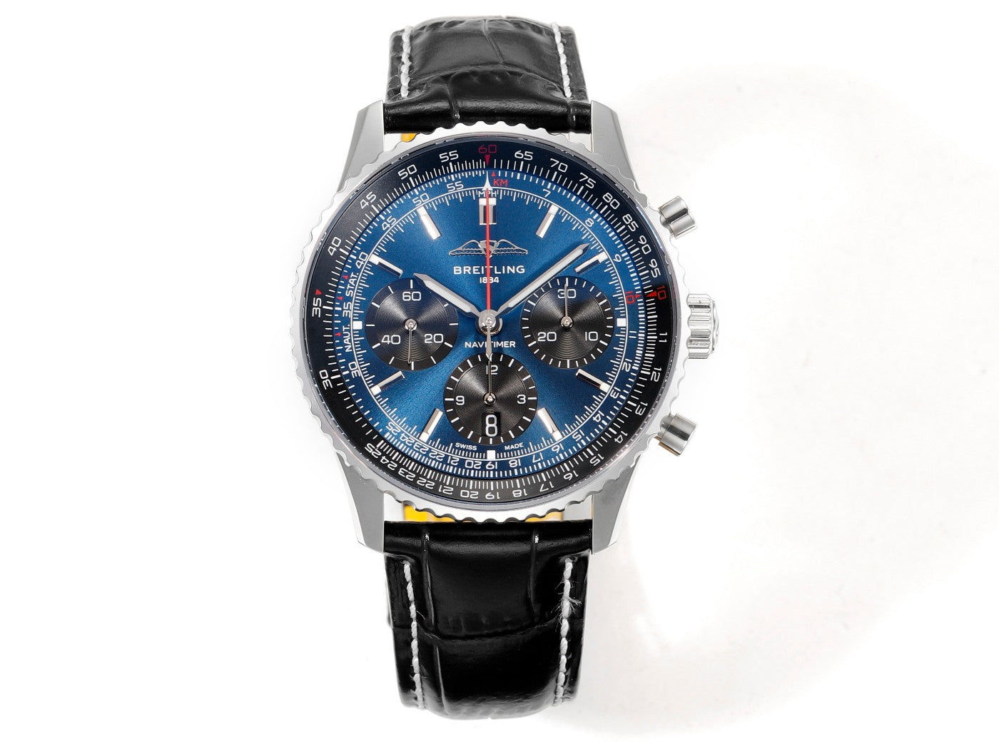 Breitling Navitimer 43mm, Deep Blue Dial with Black Subdials, 904L Stainless Steel – Inquire Price via WhatsApp