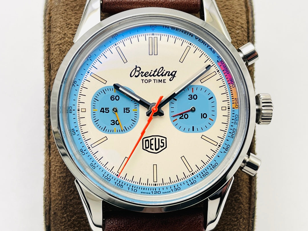 Breitling Top Time “Zorro Dial” 41mm, Sky subdials Stainless Steel, Brown Strap – Inquire Price via WhatsApp