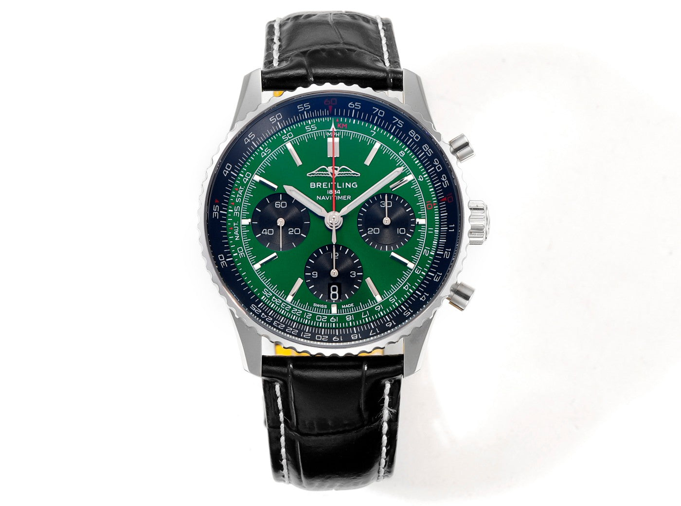Breitling Navitimer 43mm, Green Dial with Black Subdials, 904L Stainless Steel – Inquire Price via WhatsApp