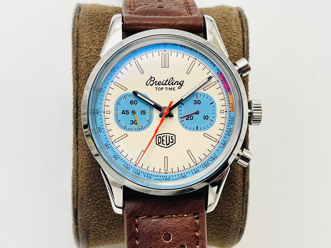 Breitling Top Time “Zorro Dial” 41mm, Sky subdials Stainless Steel, Brown Strap – Inquire Price via WhatsApp