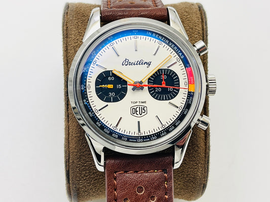 Breitling Top Time “Zorro Dial” 41mm, Stainless Steel, Brown Suede Strap – Inquire Price via WhatsApp