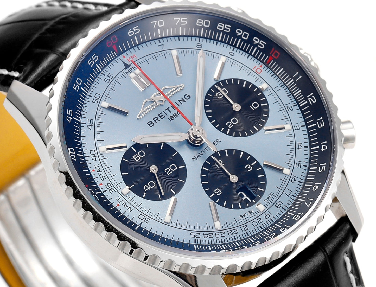 Breitling Navitimer 43mm, Skyblue Dial with Black Subdials, 904L Stainless Steel – Inquire Price via WhatsApp
