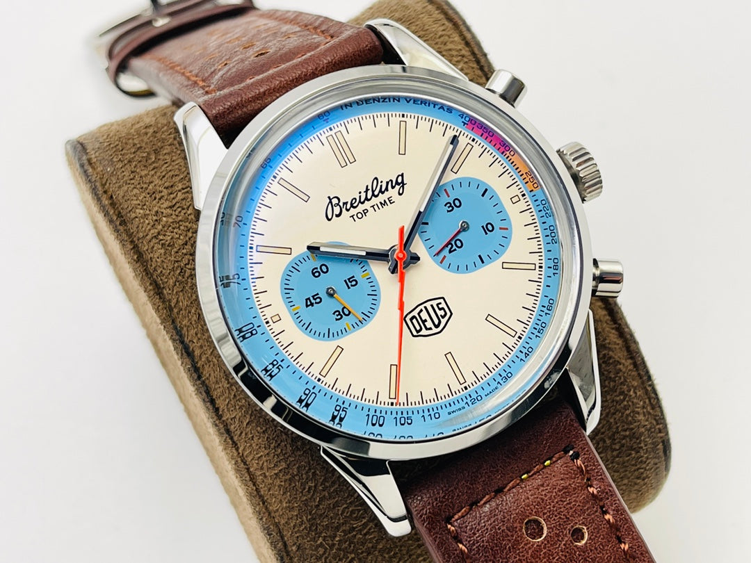 Breitling Top Time “Zorro Dial” 41mm, Sky subdials Stainless Steel, Brown Strap – Inquire Price via WhatsApp